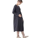 [ANGELIEBE エンジェリーベ] マタニティ パジャマ 授乳服 前開き ワッフル ワンピ × 産前 産後 天竺 レギンス 2WAY 妊婦服 長袖 入院 上下セット L ネイビー 10038270