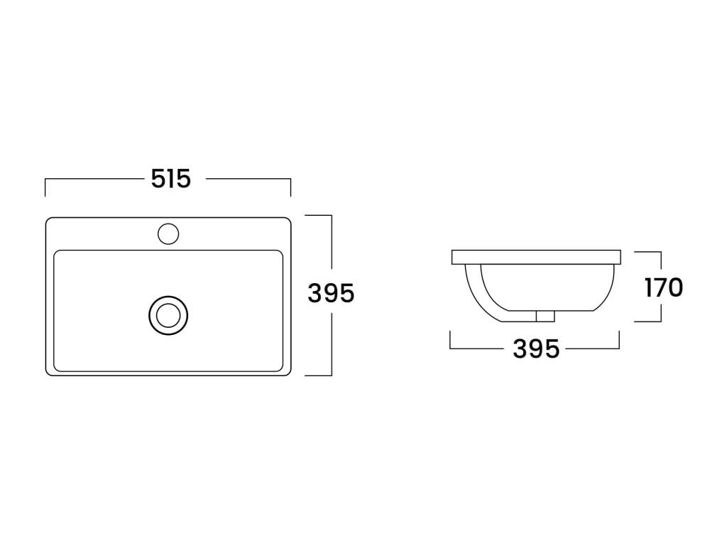 Vente-unique - Lavabo semiempotrado rectangular de cer·mica - blanco - YASMAC