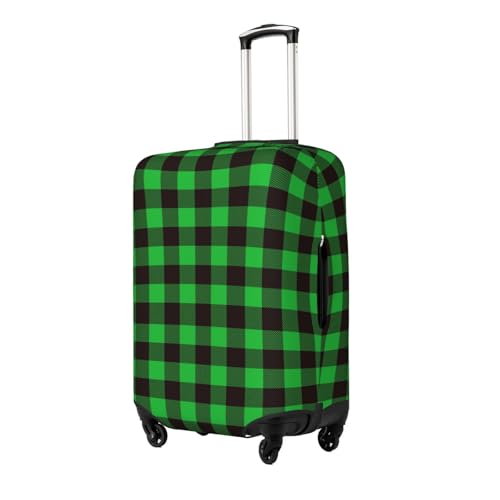 Buffalo Plaid Green Black Print Luggage Cover Elasticated Suitcase Covers TSA Approved Stylish Scratch Washable Resistant Case Protector for Kids and Adults2