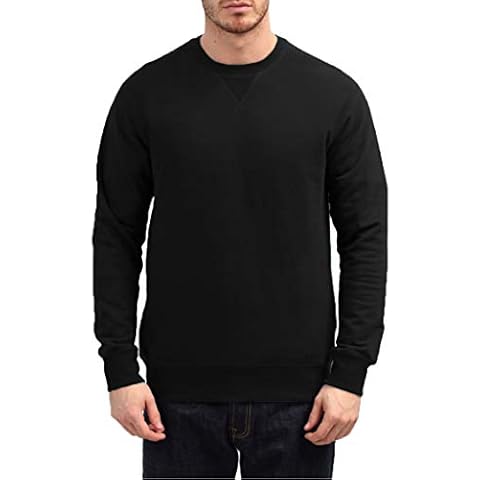 Hann Brooks Mens Cotton Long Sleeve Icon Crew Neck Sweatshirt Sweat Top (Black, XL) Cover