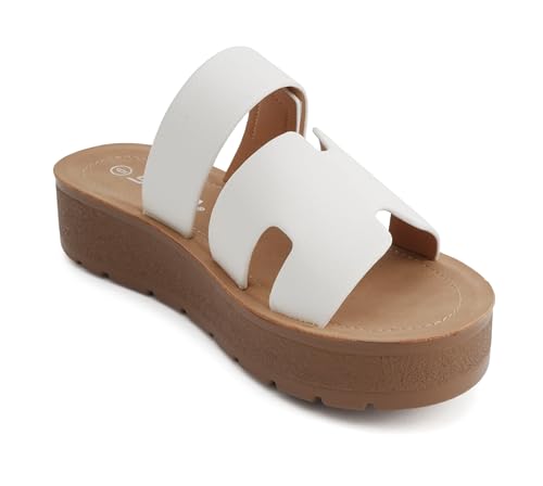 Soda “Tonya” ~ Women Open Round Toe Double Strap Slide On Sandal4