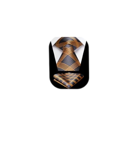 Image of HISDERN Mens Ties Solid Color Tie and Pocket Square Set Classic Woven Formal Neckties & Handkerchief Wedding Party