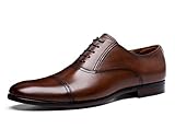 DESAI Men's Dress Shoes Leather Cap Toe Lace-up Oxfords (8 M US, Brown)