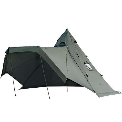 TOMOUNT Zelt Tipi Baumwolle Indianerzelt 2,8m Hoch Firstzelt für 6-8 Personen Pyramidenzelt mit Ofenloch für Zeltofen 4 Jahrzeit Campingzelt für...