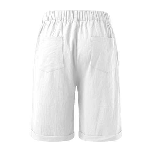 Maiyifu-GJ Men's Linen Shorts Summer Casual Cotton Linen Beach Shorts Lightweight Elastic Waist Athletic Short Pants4