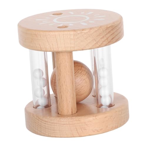 JEWEDECO モンテッソーリ 木製太陽ラトル 用感覚楽器 手に優しい握りやすいリング ビーズ入りパーカッション 音楽遊び 幼児の手指発達促進