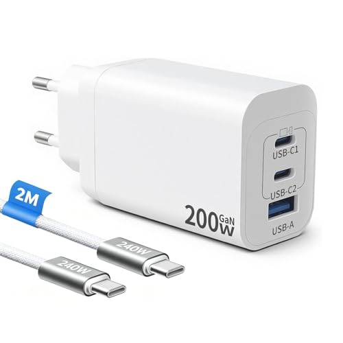 Chargeur rapide ordinateur portable 200W multi-ports GaN pour optimiser votre espace
