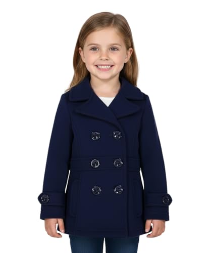 unik Girl Fleece Coat with Buttons, Navy Size Large