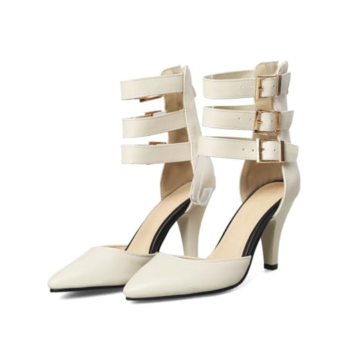 Aflngle Women's Kitten Low Chunky Heel Back Zipper Sandals Shoes Sexy Pointed Closed Toe Ankle Strap Buckle Wedding Party Prom Dress Pumps2
