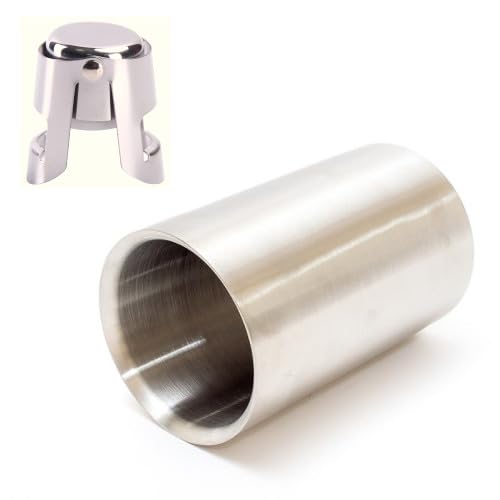 Chef-hubStainless Steel Double Walled Brushed Champagne Wine Bottle Drink Ice Cooler with Free Bottle Sealer