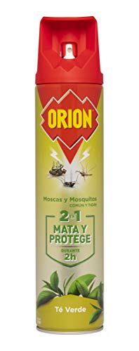 Orion - Insecticida en Aerosol 2en1 Mata y Protege contra Moscas y Mosquitos, Aroma Te verde - 600...