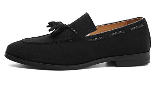 Santimon Mens Loafers Tassel Fringe Suede Casual Driving Slip on Dress Shoes Moccasins2