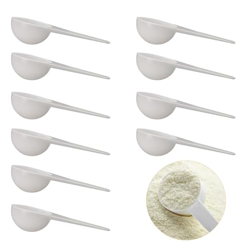 YAFIYGI 15g Tablespoon Scoop Measure Spoon Set Short Handle Plastic Scoops Ideal for Kitchen Pantry Storage Use for Canisters Multifunctional Measure Protein Powder Spices Coffee etc. (10 Count)