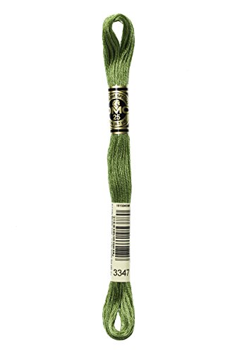 Image of DMC 117-3347 Mouline Stranded Cotton Six Strand Embroidery Floss Thread, Medium Yellow Green, 8.7-Yard
