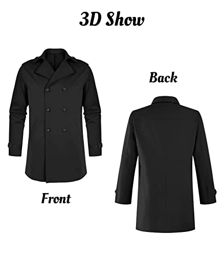 Gafeng Mens Trench Coat Double Breasted Notched Lapel Casual Slim Fit Long Jacket Windbreaker Overcoat thumb #4