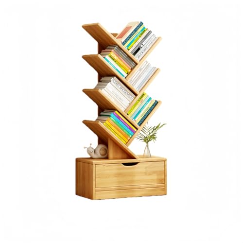 MiluFox隙間収納 本棚 コミックラック スリム 8段 大容量 省スペース 転倒防止 雑誌 CD DVD 収納 ホームオフィス リビング おしゃれ スタイリッシュ コンパクト 薄型 組み立て簡単 (げんしょく色,34*20*100CM)