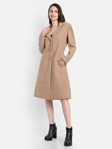 Image of HAUTEMODA Women's Winter Coat Trench Long Sleeves Over Coat With Pocket single Breasted