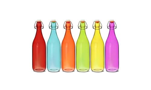 bar@drinkstuff Flaconi in vetro colorato, 1 litro, 12 pezzi, multicolore