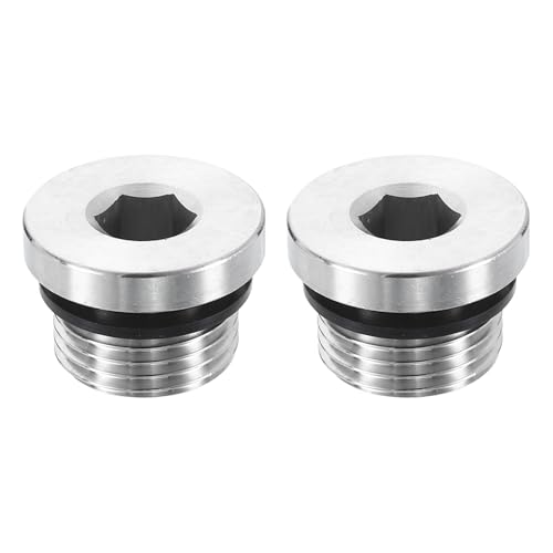 sourcing map - sourcing map 2pcs 304 Stainless Steel Pipe Plug Fitting G1/2 Male Thread Inner Hex Head Cap Hexagonal Head Bung Plugs Fittings with Seal Ring for Air Water Oil Gas Tube