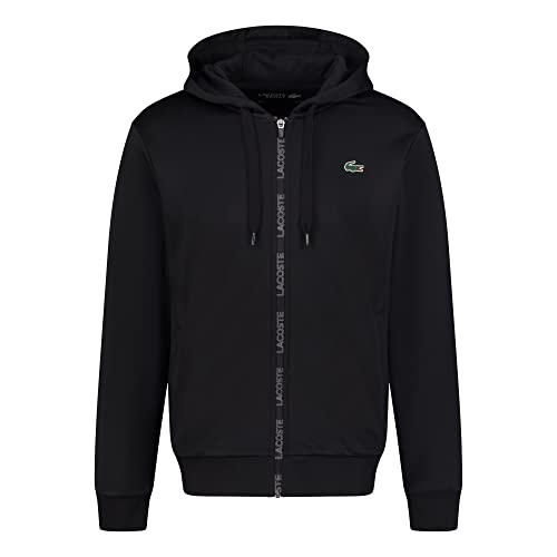Lacoste 黒 ジップアップジャケット メンズ Lacoste SH9763 Men's Hooded Zip Up Jacket, Black (C31), 4XL
