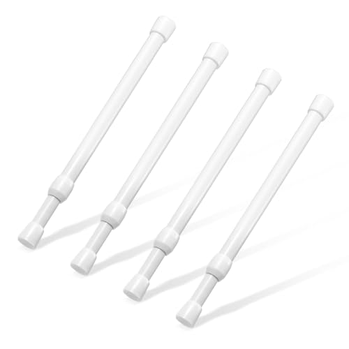 Image of Spring Tension Rod, Goowin Small Tension Rod, 5 /8 inch Diameter No Drilling Expandable Short Tension Rods Spring Rods, Tension Rods for Closet, Cupboard, Hanging Clothes, White, 4 Pack (10-15.7 inch)