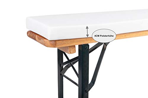 TexDeko® Bierbankauflage gepolstert 220x25x4cm XL für Bierzeltgarnitur Bankauflage waschbar mit Reißverschluss zum selber aufziehen… – Ansicht 2