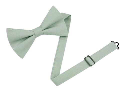 Entwineno Linen Bow Ties for Men and Kids - Solid Color Pretied Bowties (Dusty Sage, M (Children))