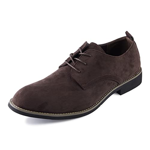 Mens Suede Shoes Brogues Dress Shoes Classic Casual Oxfords Formal Lace-ups Derbys Shoes Darkbrown UK 7