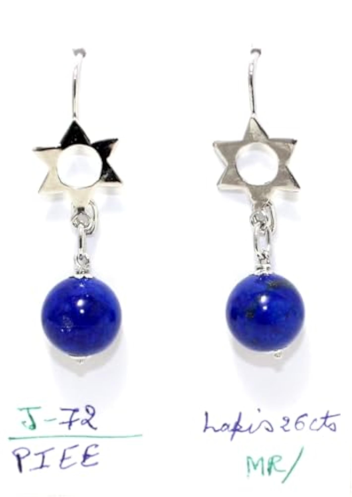 Women's 925 Sterling Silver Natural Lapis Lazuli Gemstone Handmade Earrings