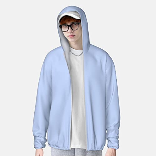 Periwinkle Blue Solid Color Gifts Women's Sun Protection Jacket Hooded Cooling Shirt with Pockets Sun Shirts For Men3
