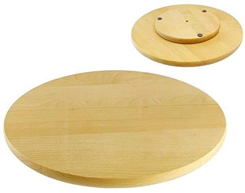 Wooden World - Tabla giratoria Lazy Susan redonda. Circular de madera giratoria. Para servir pizza de 40 cm.
