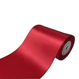 QIANF 4 Inch Red Double Face Satin Ribbon Thick Wide Silk Ribbon for Grand Opening Cutting Ceremony Flower Bouquets Christmas Wedding Decorations Chair Sashes Bows Sewing, 10 Yards (299-Red)