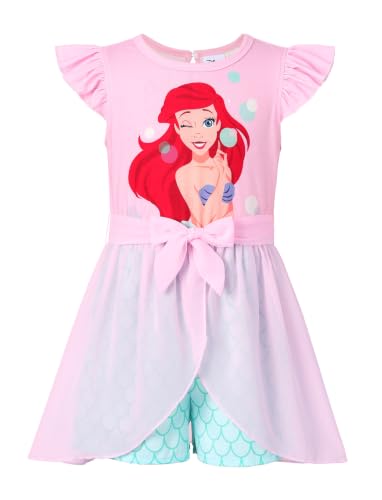 Image of Disney Princess Frozen Elsa Minnie Mouse Stitch Toddler Girl Romper With Skirt Overlay Summer Jumpsuit with Bow 2-6 Years