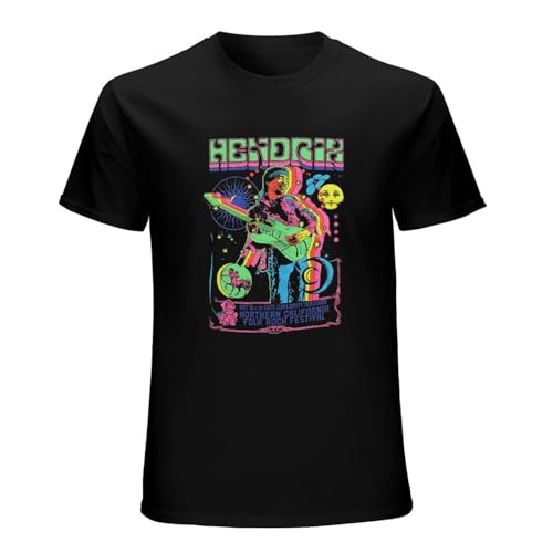 GIALESS Jimi Hendrix-Guitar Blacklight-Glows Blacklight-T-Shirt Black 3XL