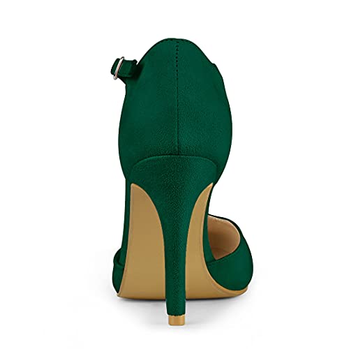 Allegra K Women Rounded Toe Stiletto Heel T-Strap Dress Green Pumps 8 M US