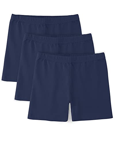BOOPH Girls Bike Shorts Cartwheel Shorts Dance Shorts for Toddlers Girls 7-8 Years Navy 3 Pack