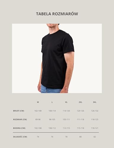 Basic Treasure 4-pak męskich t-shirtów, 100% bawełna, koszulka męska, rozmiar M, L, XL, 2XL lub 3XL