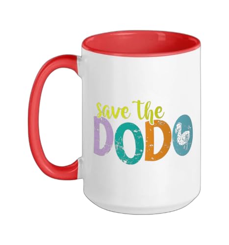 Save the Dodo Bird from Mauritius Ceramic Mug, Red/White, 15oz