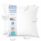 Home Oase 3-Kammer Daunenkissen (2er Set) - Daunenkissen 80x80 cm - Kopfkissen 80x80 Daunen & Federn Kissen 80x80 ÖKO-TEX Top Hotelqualität Kopfkissen, Made in Germany
