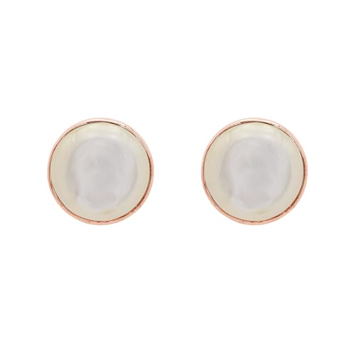 Boucles d'oreilles clous perle 12mm en argent 925 doré rose pour femme