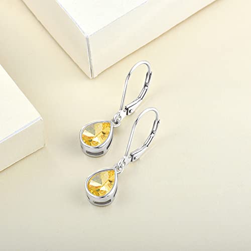 Yl Women's Solitaire Dangle Drop Earrings Sterling Silver Teardrop Leverback Earrings Created Topaz Jewelry Gifts #TOP4