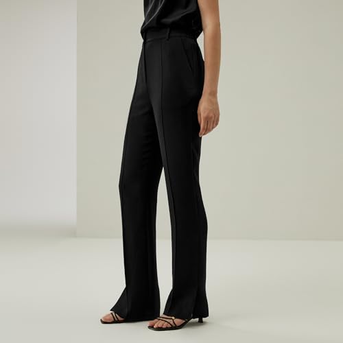 LilySilk 100% Silk Georgette Slim Fit Women Pants Basic Solid Full Length Trousers with Side Slit for Ladise Work Casual4