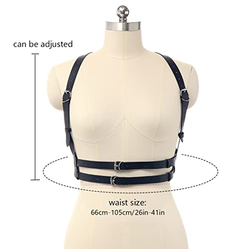 Bodiy Punk Waist Harness Belt Fashion Body Chain Black Goth Rave Adjustable Body Jewelry for Women3
