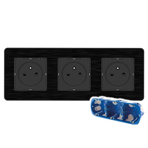Prise 3x16A Zenitech débranchement facile Easy Eject Kouro noir