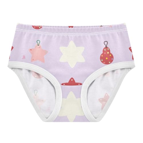 Christmas Stars Pattern Soft Girls' Panties Breathable Toddler Underwear for Young Girls in Sizes 2T,3T, 4T, 5T, 6Y and 8Y