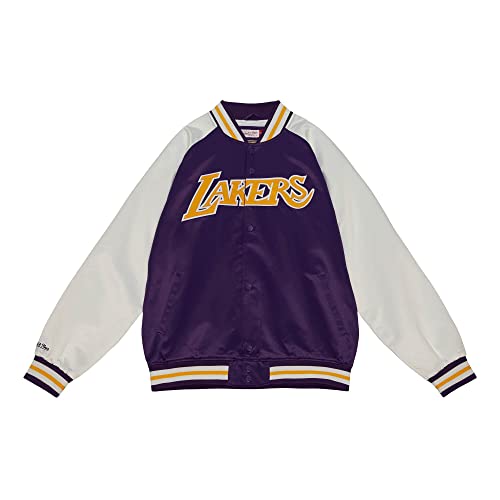Mitchell & Ness NBA Primetime Lightweight Veste en satin avec manches contrastées, fermeture à bouton-pression, poignets en maille côtelée pour homme, femme, enfant,...