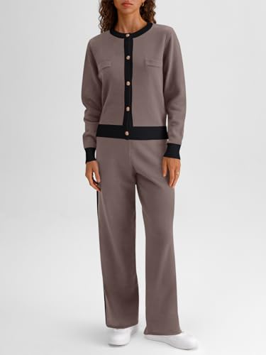 LILLUSORY Womens Lounge Sweater Sets 2 Piece Set Matching Cardigan Sweaters and Wide Leg Pants Fall Outfits 2025 Fashion2