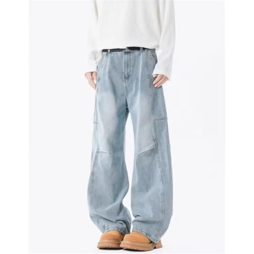 Men Oversized Baggy Jeans Cotton Black Wash Streetwear with Splicing Detail Non-Stretch Wide Leg Pants3