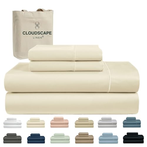 100% Egyptian Cotton Sheets Full Size, 4 Pieces Luxury Bedding Set, 1000 Thread Count Egyptian Cotton,Hotel Quality, Silky Soft, Breathable and Durable, Deep Pockets up to 17, Ivory