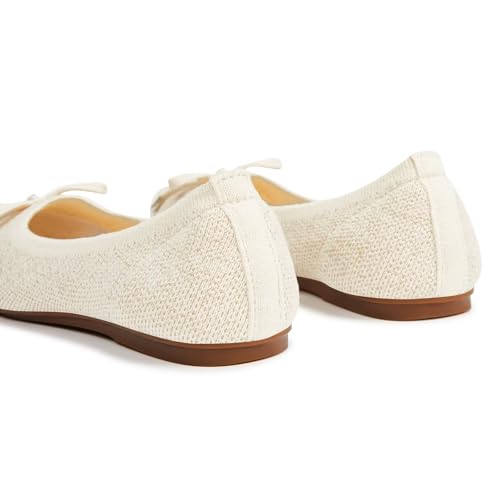 Image of Frank Mully Women's Ballet Flats Round Toe Walking Flats Slip On Work Shoes Knitted Flats Shoes for Woman Soft Lightweight